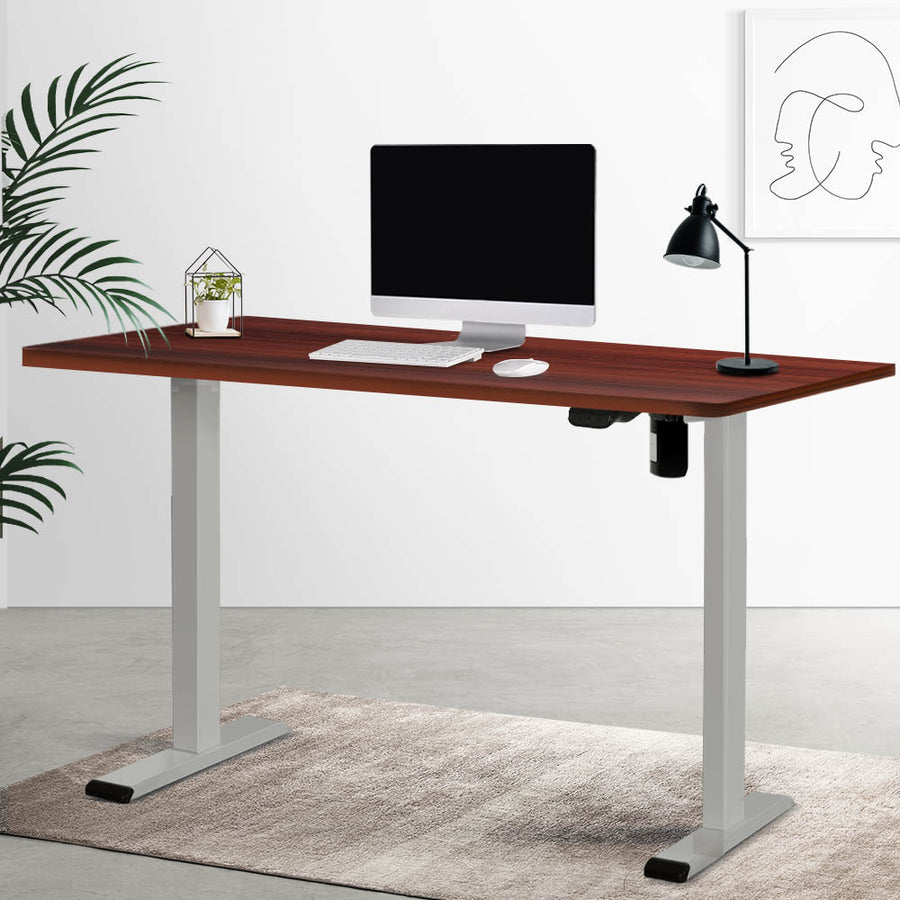 Electric Height Adjustable Standing Desk - Grey Frame with 120cm Walnut Top Homecoze