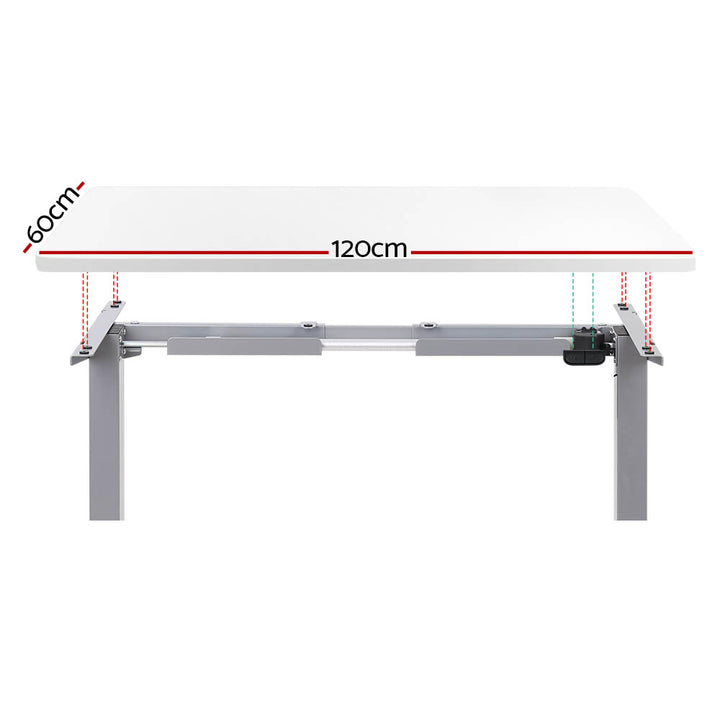 Electric Height Adjustable Standing Desk - Grey Frame with 120cm White Top Homecoze