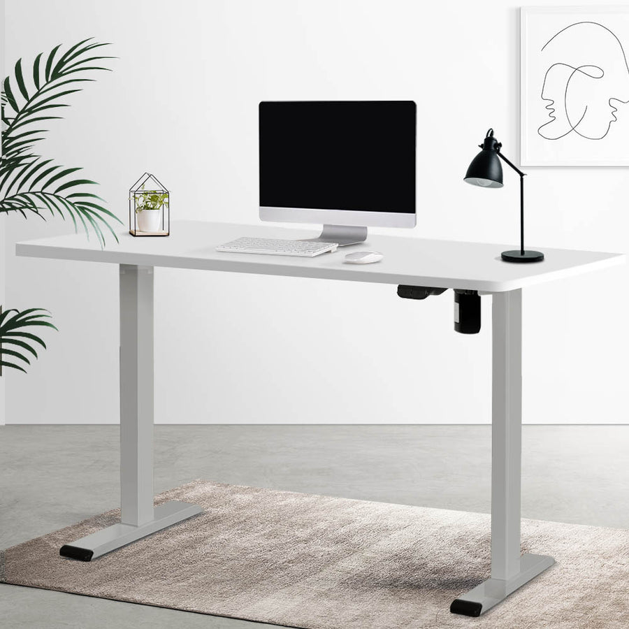 Electric Height Adjustable Standing Desk - Grey Frame with 140cm White Top Homecoze