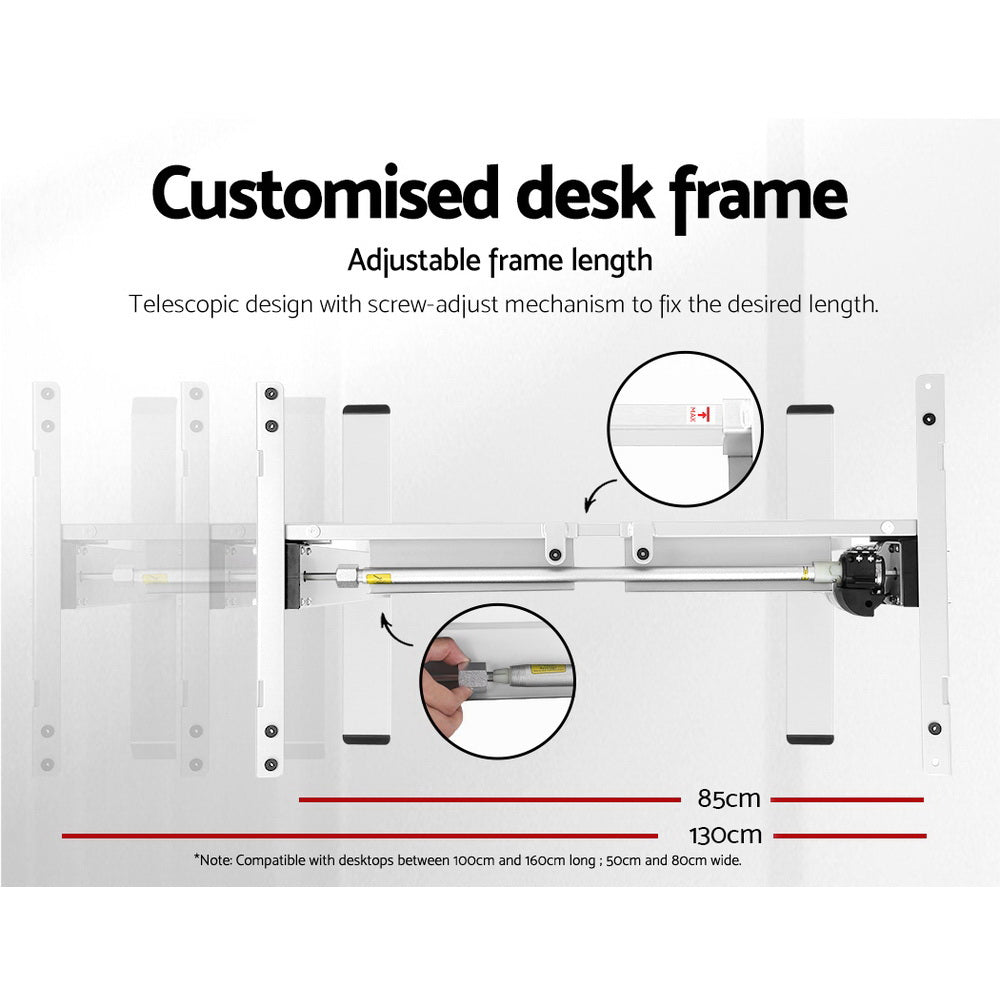 Standing Desk Replacement Frame Single Motor 70cm to 120cm Height - White Homecoze