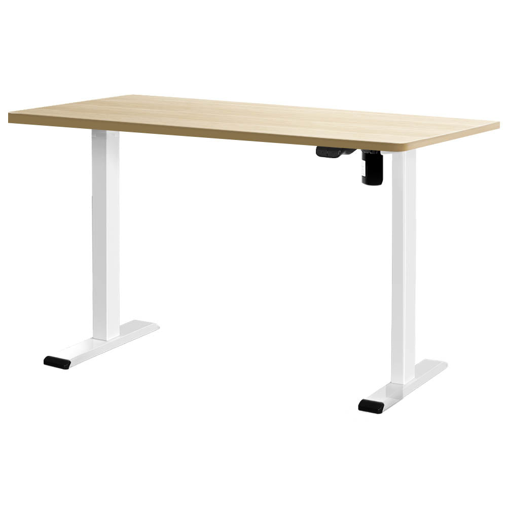 Electric Height Adjustable Standing Desk - White Frame with 140cm Oak Top Homecoze