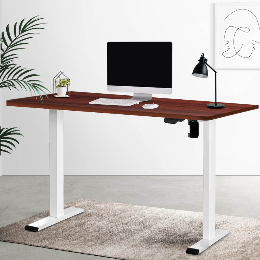 Electric Height Adjustable Standing Desk - White Frame with 120cm Walnut Top Homecoze