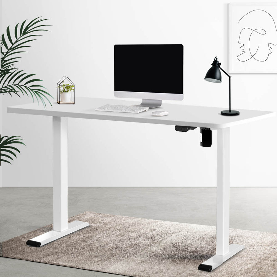 Electric Height Adjustable Standing Desk - White Frame with 140cm White Top Homecoze