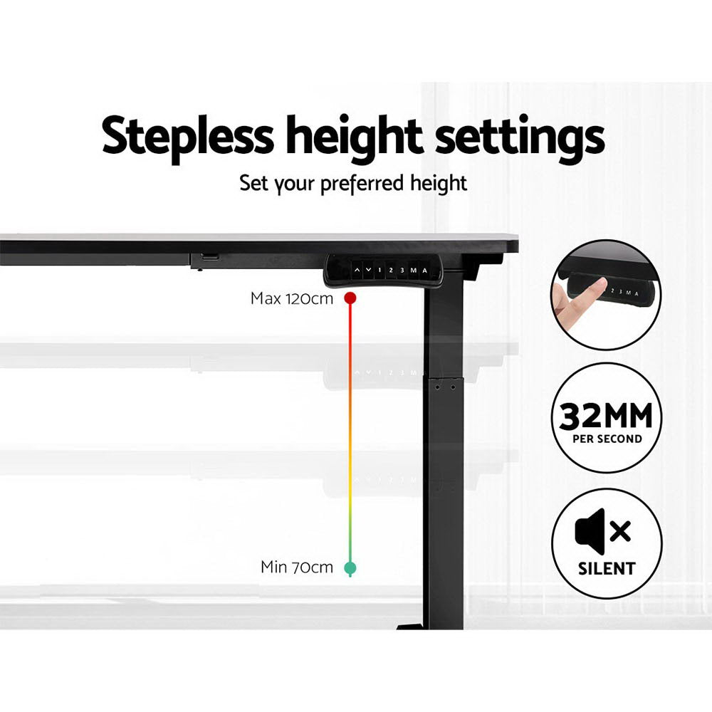 Dual Motor Electric Standing Desk - Black Frame with 120cm Black Top Homecoze