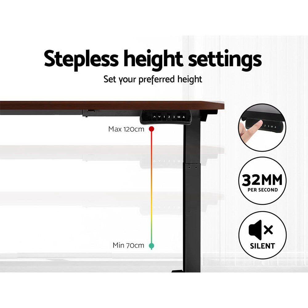 Dual Motor Electric Standing Desk - Black Frame with 120cm Walnut Top Homecoze