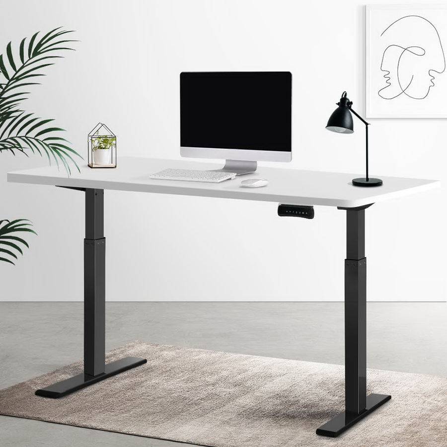 Dual Motor Electric Standing Desk - Black Frame with 120cm White Top Homecoze