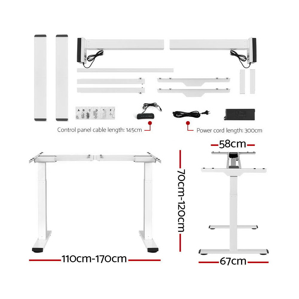 Standing Desk (Dual Motor) White & Black 140cm