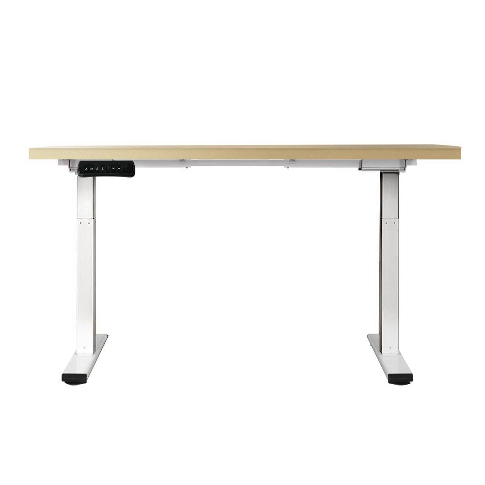 Dual Motor Electric Standing Desk - White Frame with 140cm Oak Top Homecoze