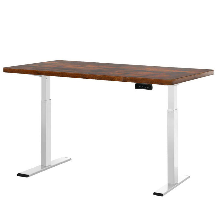 Standing Desk (Dual Motor) White & Rustic 120cm