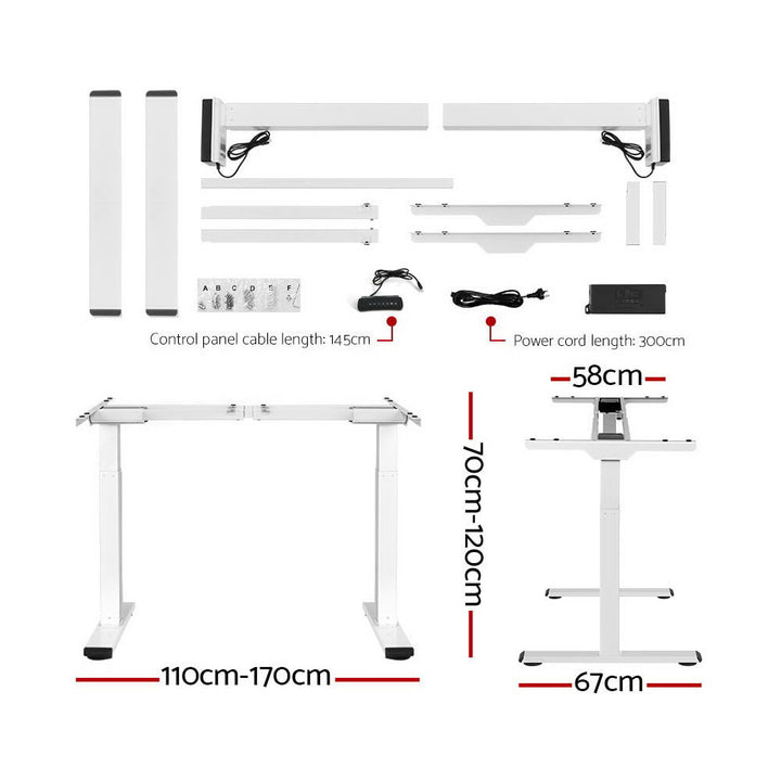 Standing Desk (Dual Motor) White & Rustic 120cm