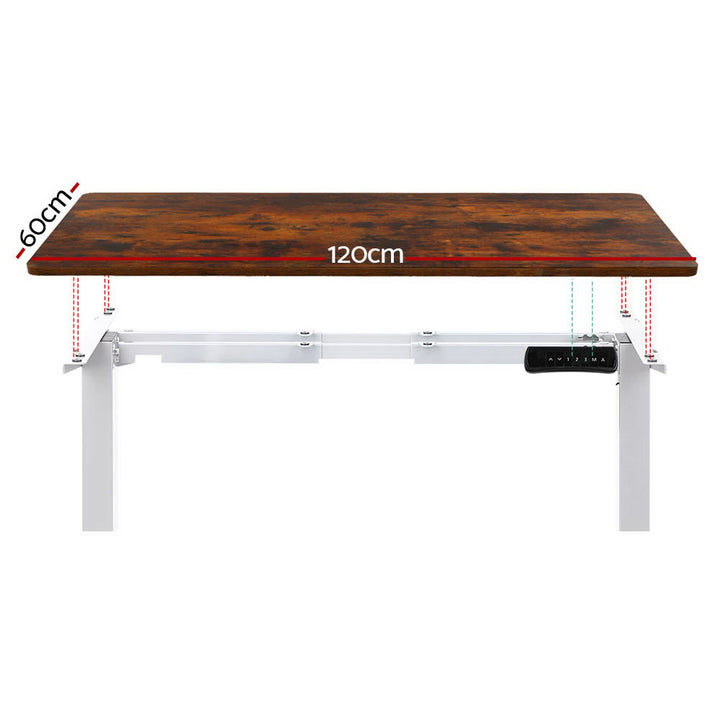 Standing Desk (Dual Motor) White & Rustic 120cm