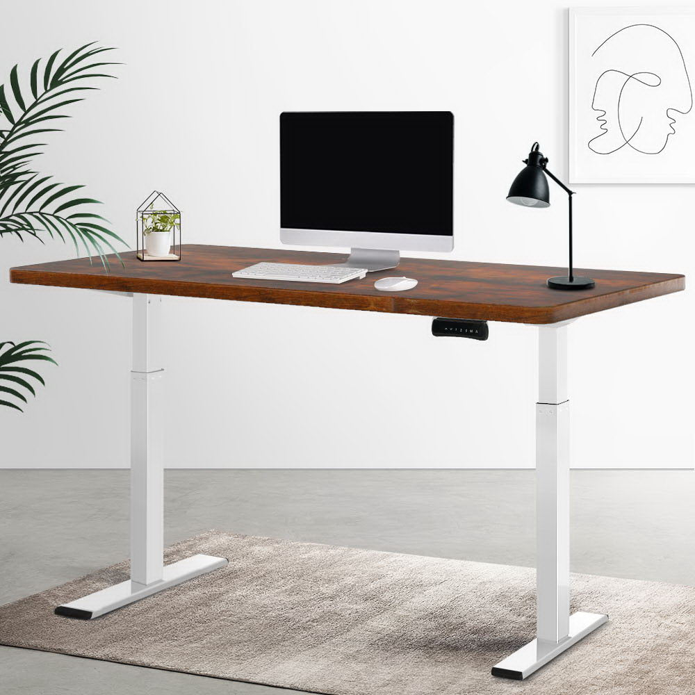 Standing Desk (Dual Motor) White & Rustic 120cm