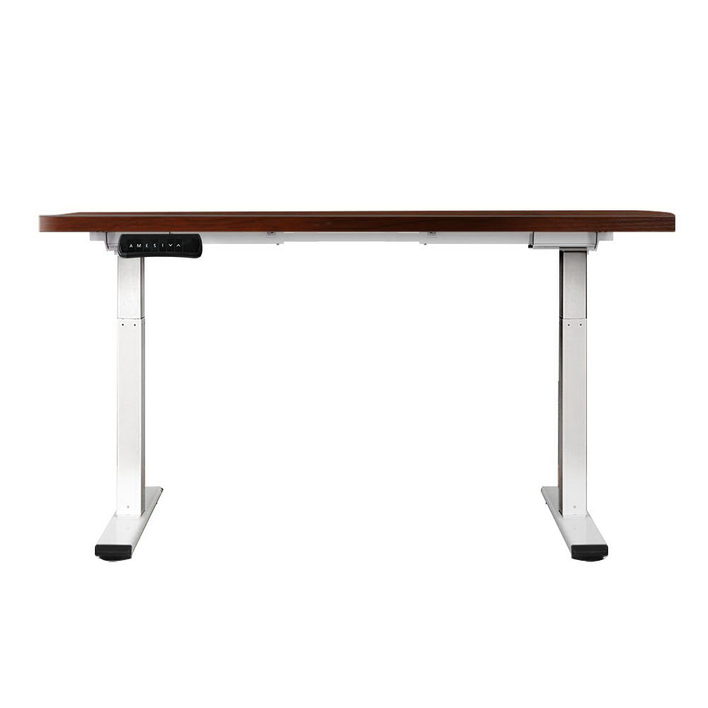 Dual Motor Electric Standing Desk - White Frame with 120cm Walnut Top Homecoze