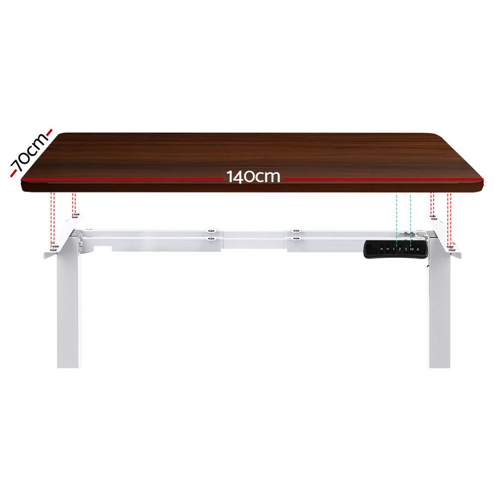 Dual Motor Electric Standing Desk - White Frame with 140cm Walnut Top Homecoze