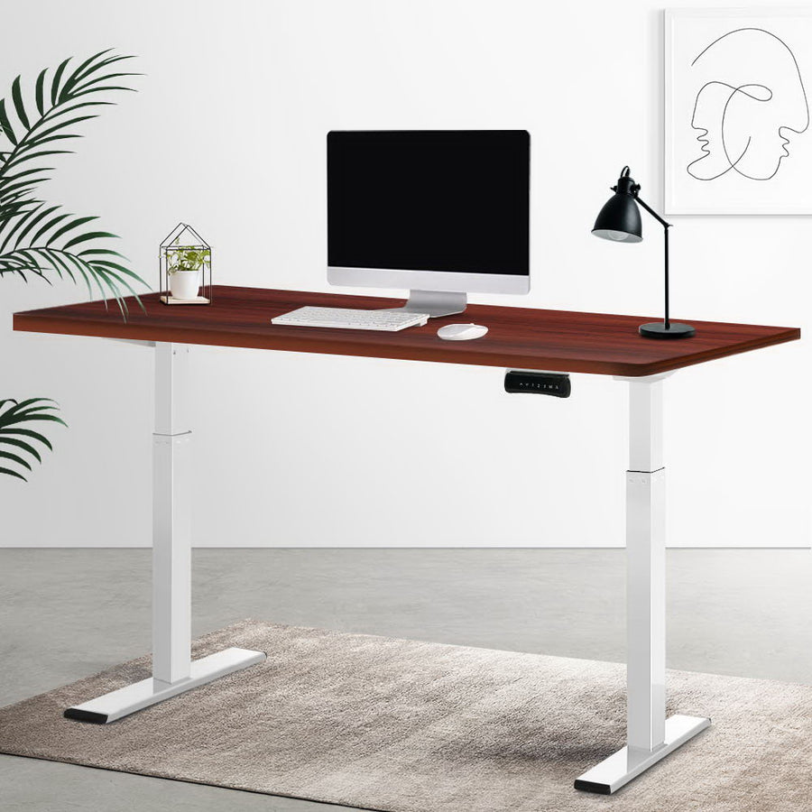 Dual Motor Electric Standing Desk - White Frame with 140cm Walnut Top Homecoze