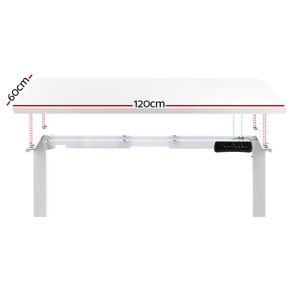 Dual Motor Electric Standing Desk - White Frame with 120cm White Top Homecoze