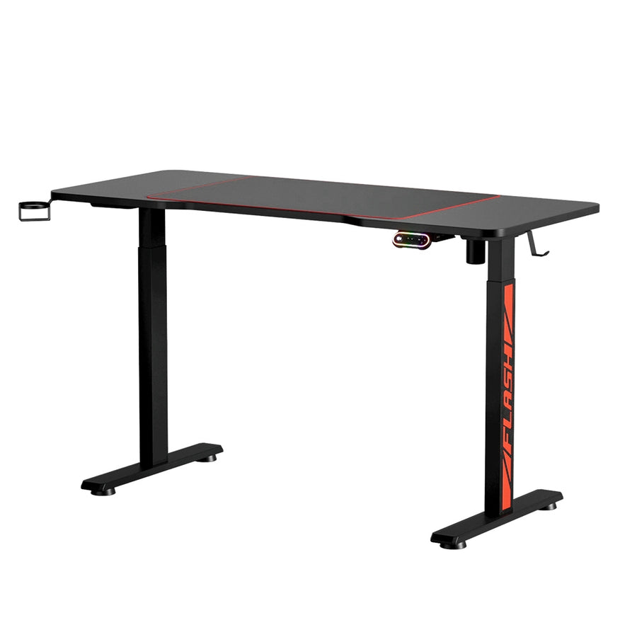 Gaming Electric Standing Desk Sit Stand Table with RGB Lights Home Office - Black Homecoze