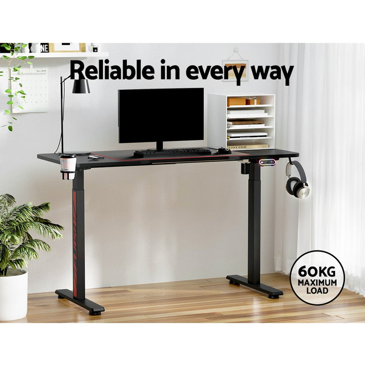Gaming Electric Standing Desk Sit Stand Table with RGB Lights Home Office - Black Homecoze Home & Living