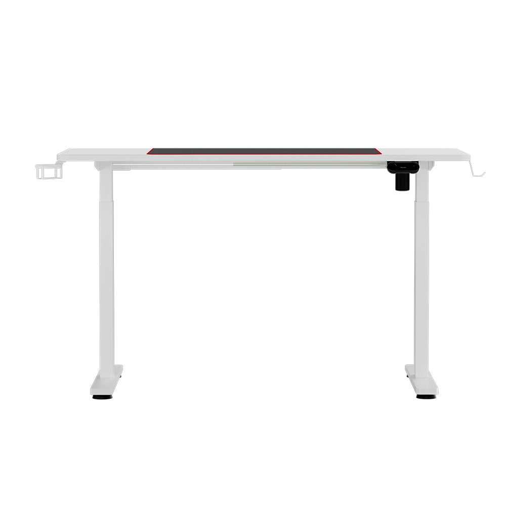 Gaming Electric Standing Desk Sit Stand Table with RGB Lights Home Office - White Homecoze