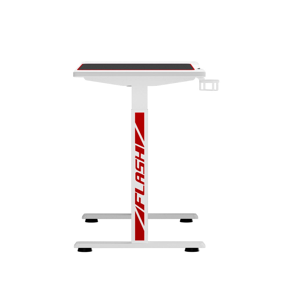 Gaming Electric Standing Desk Sit Stand Table with RGB Lights Home Office - White Homecoze