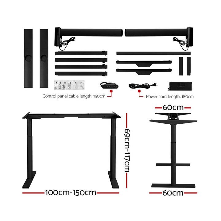 Standing Desk (Dual Motor) Black 120cm