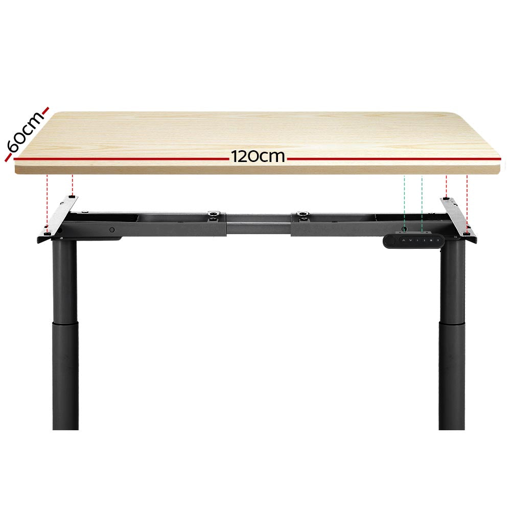 Standing Desk (Dual Motor) Black & Oak 120cm