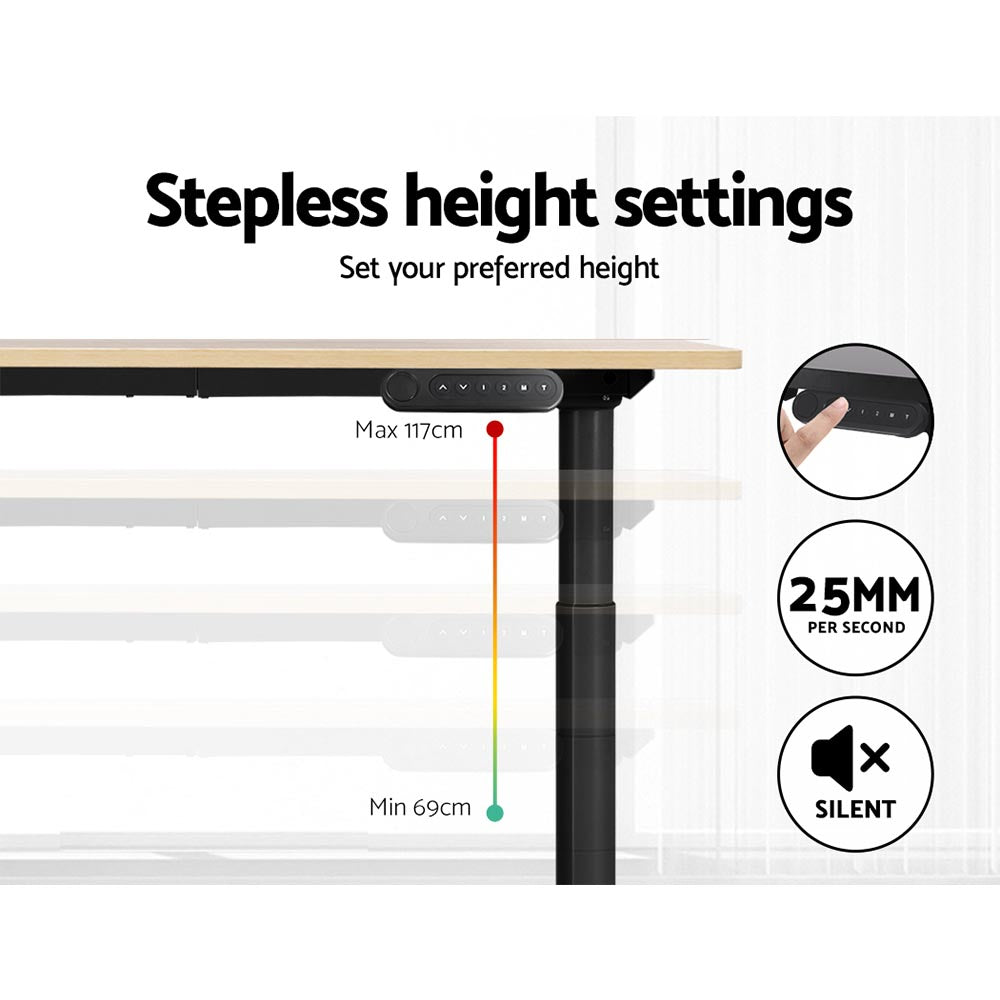 Standing Desk (Dual Motor) Black & Oak 120cm