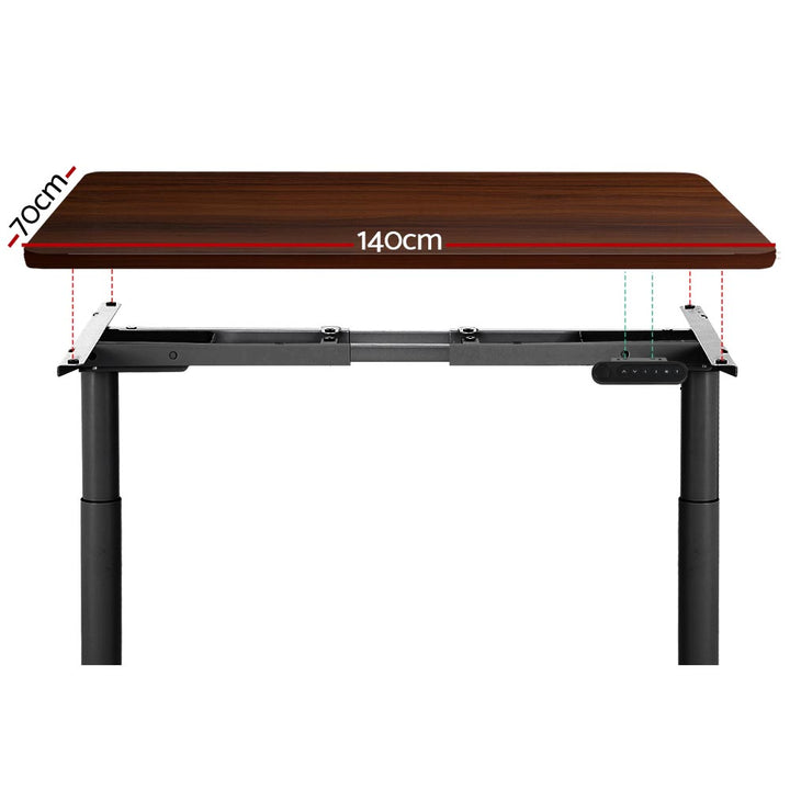 Dual Motor Electric Standing Desk - Black Frame with 140cm Walnut Top Homecoze