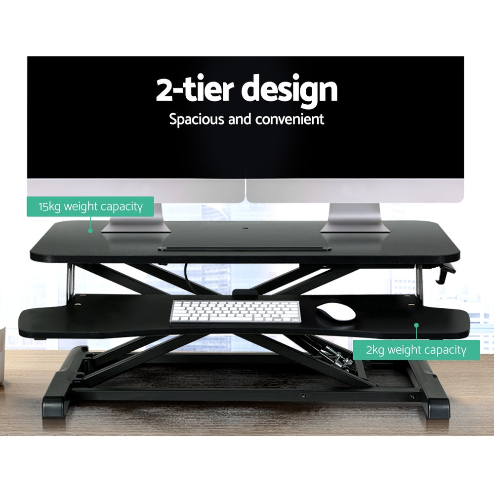 Adjustable Desk Riser Height Adjustable Sit & Stand Computer Platform - Black Homecoze