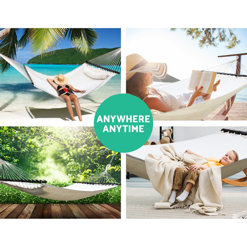 Double Swing Hammock Bed - Cream - Homecoze