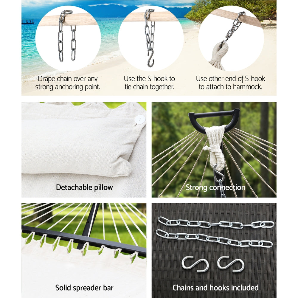Double Swing Hammock Bed - Cream - Homecoze