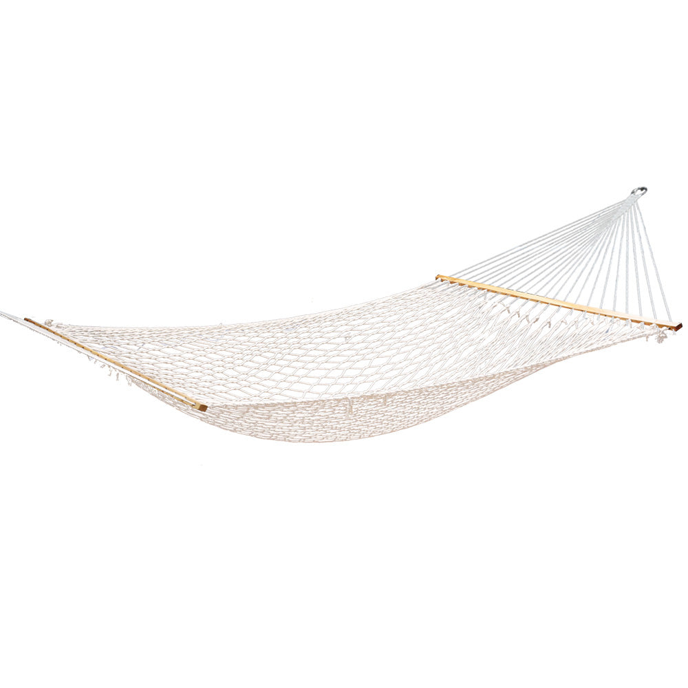 Double Cotton Rope Swing Hammock Bed - Cream - Homecoze