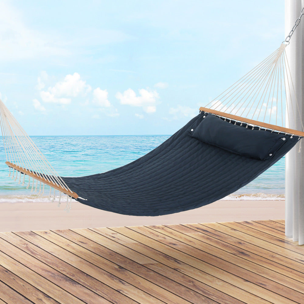 2 Person Large Hammock Bed Portable Outdoor Hanging Bed - Navy Blue Homecoze