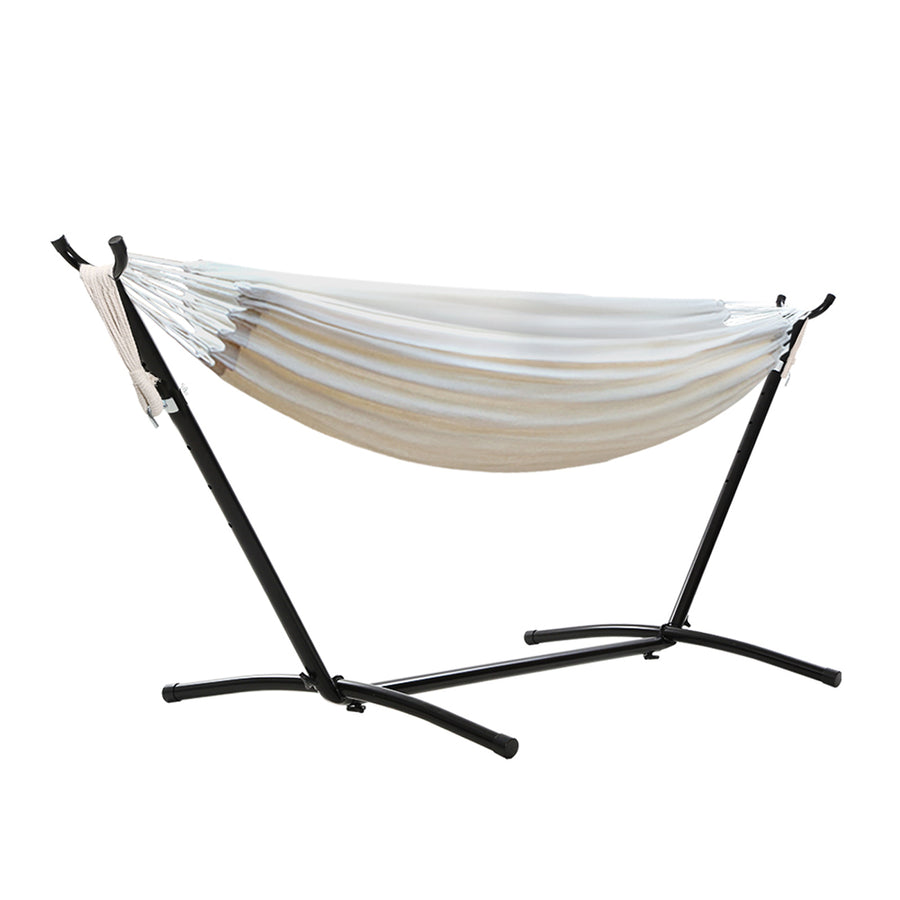 Cotton Hammock Bed with Adjustable Height Frame - Cream Homecoze