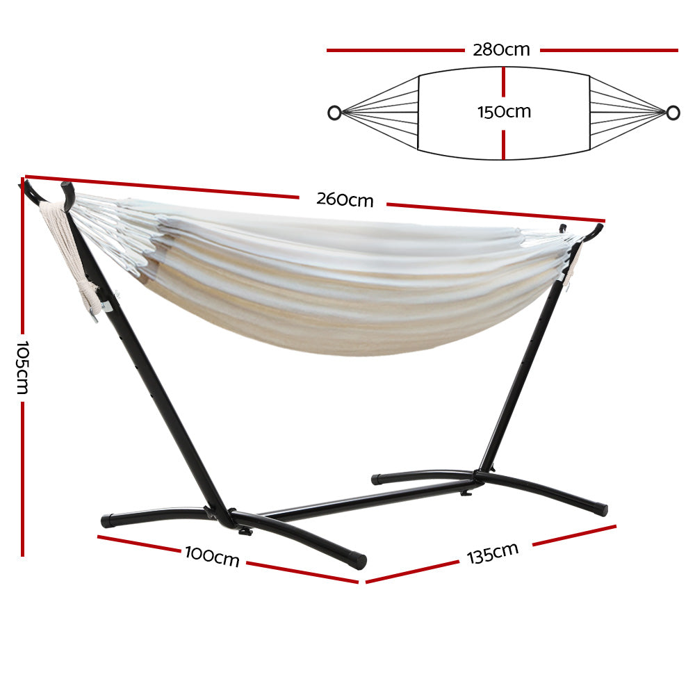 Cotton Hammock Bed with Adjustable Height Frame - Cream Homecoze