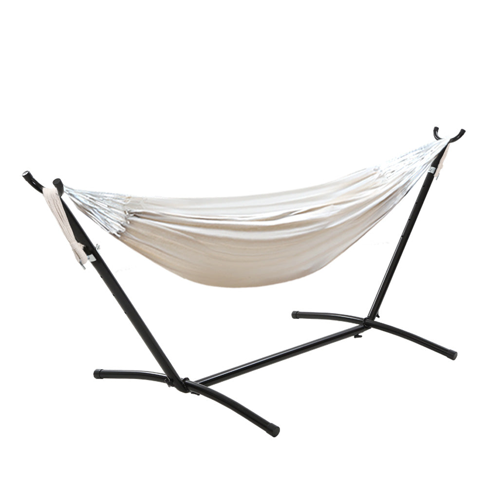 Cotton Hammock Bed with Adjustable Height Frame - Cream Homecoze