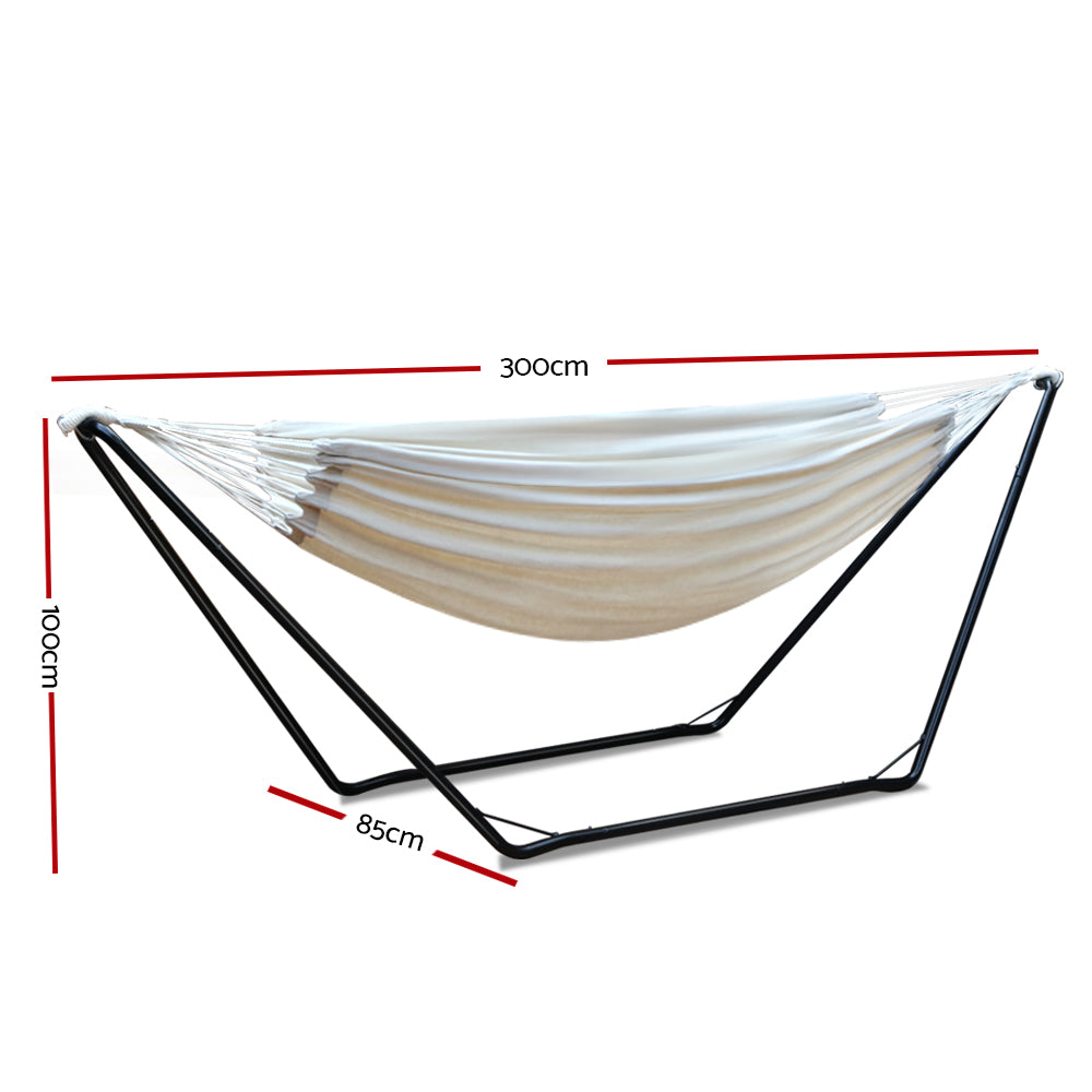 Cotton Hammock Bed with Adjustable Height Frame & Carry Bag - Cream Homecoze