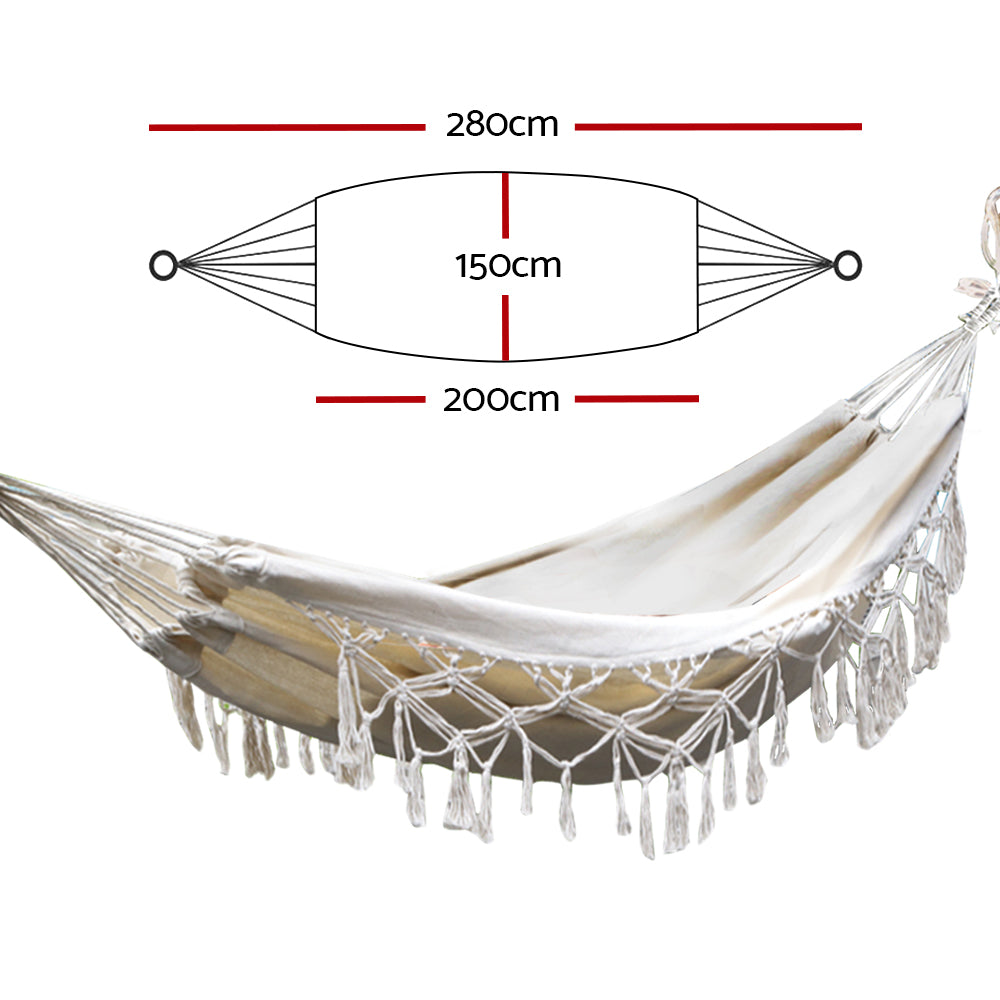 Tassel Swing Hammock Bed - Cream Homecoze