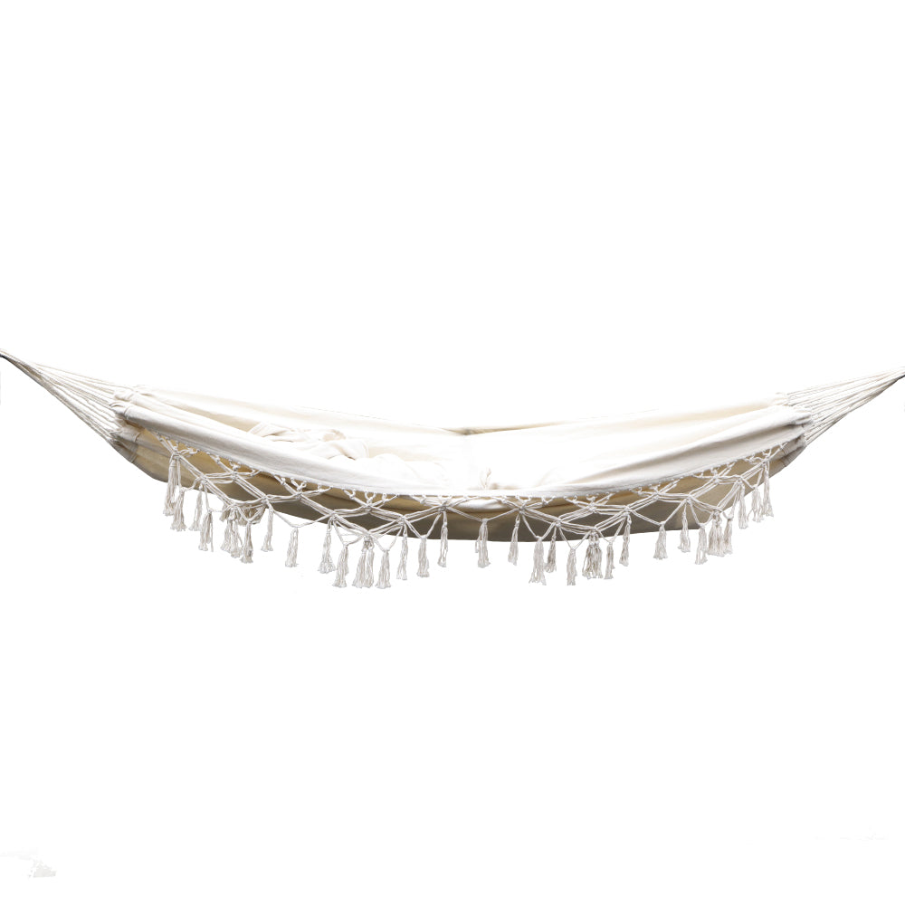 Tassel Swing Hammock Bed - Cream - Homecoze