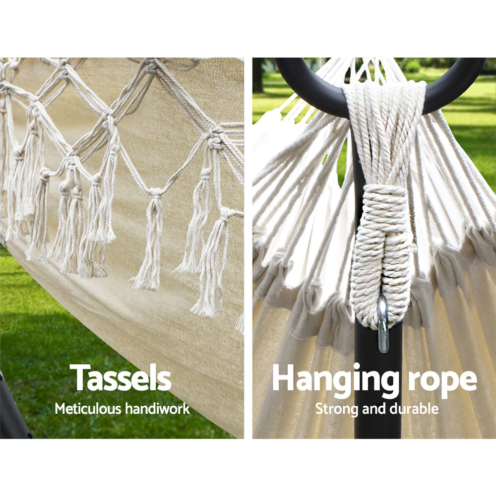Tassel Swing Hammock Bed - Cream - Homecoze