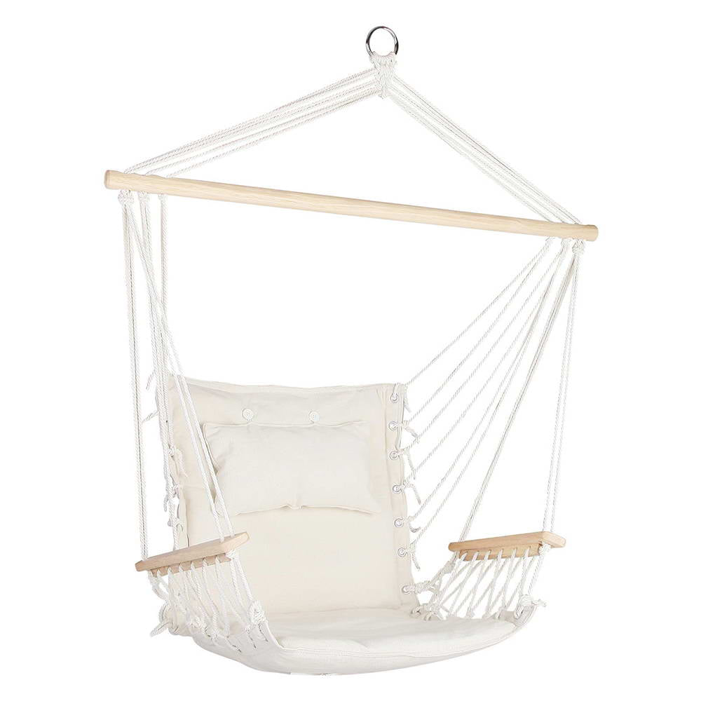 Hanging Swing Chair Hammock with Armrests - Cream Homecoze