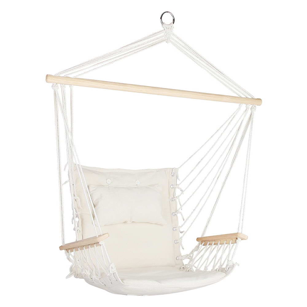 Hanging Swing Chair Hammock with Armrests - Cream - Homecoze