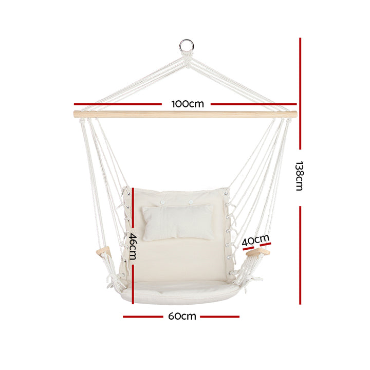 Hanging Swing Chair Hammock with Armrests - Cream Homecoze