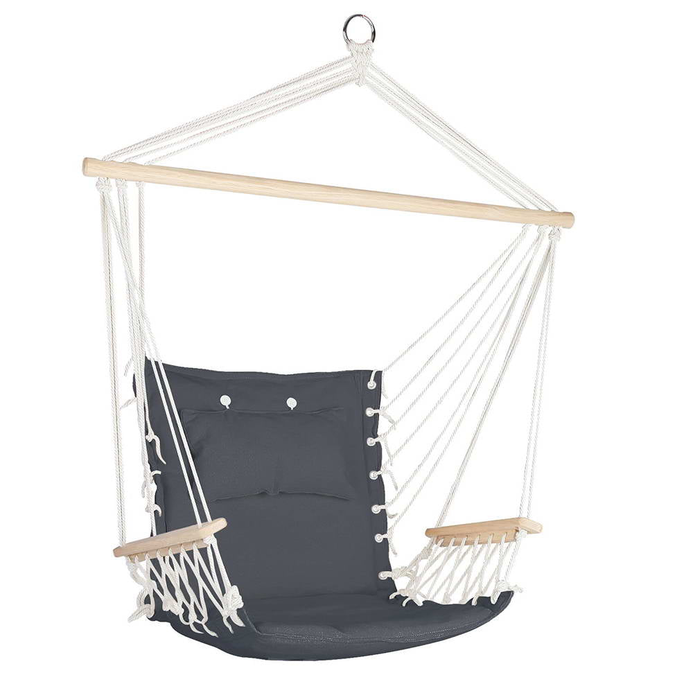 Hanging Swing Chair Hammock with Armrests - Grey - Homecoze