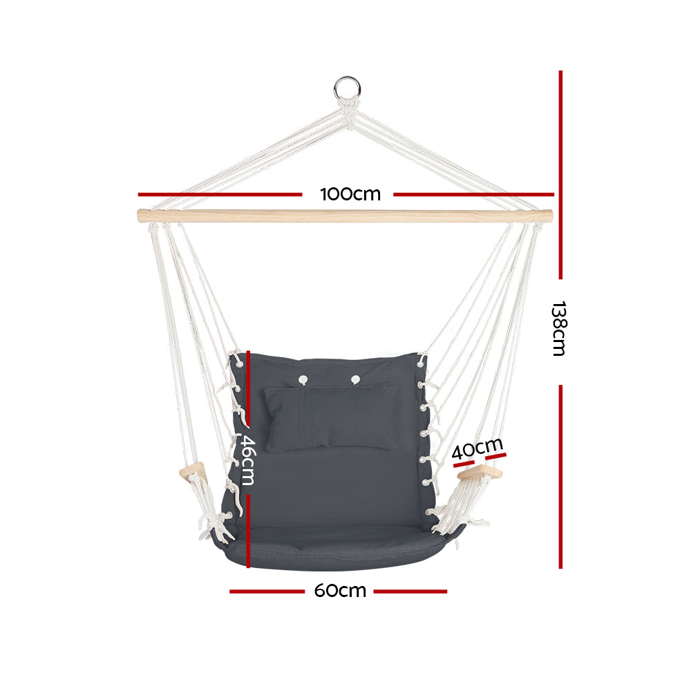 Hanging Swing Chair Hammock with Armrests - Grey - Homecoze