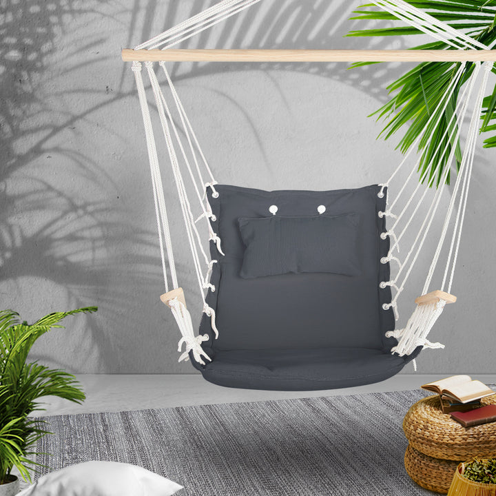 Hanging Swing Chair Hammock with Armrests - Grey Homecoze