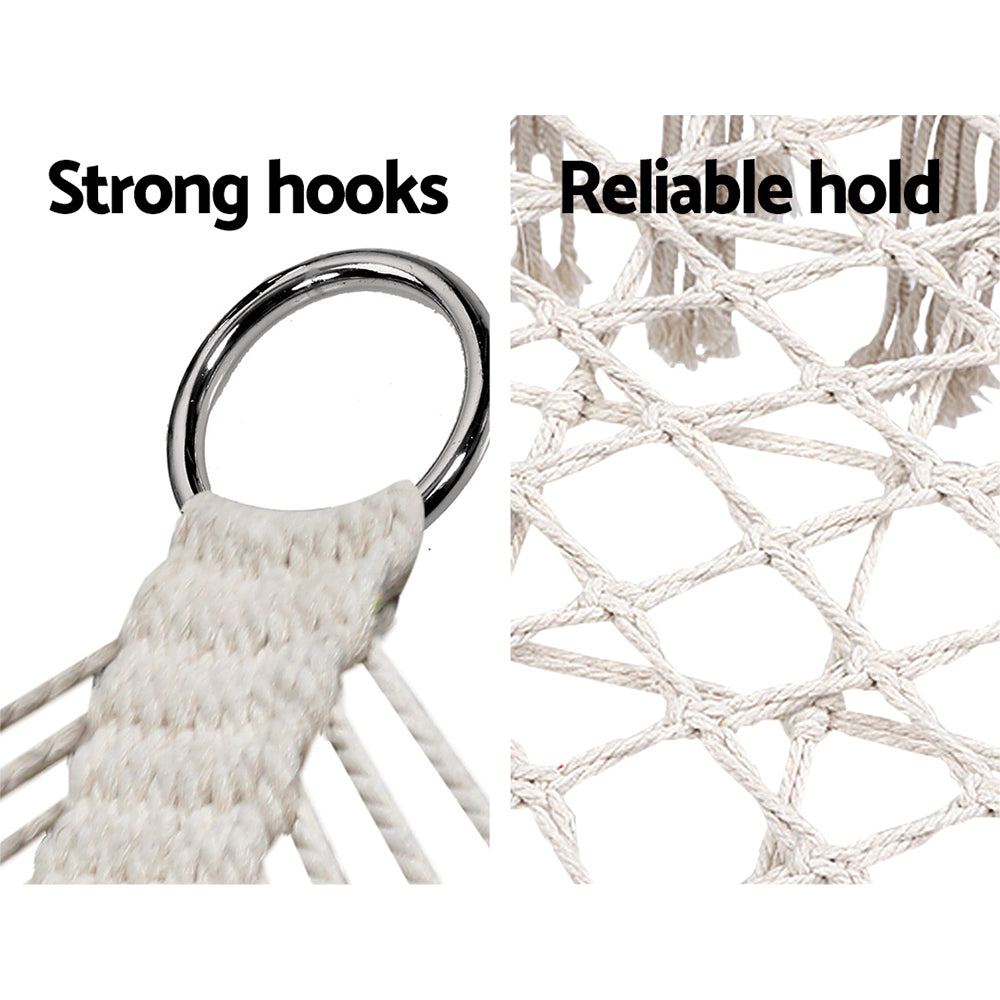 2 Seater Hanging Swing Chair Hammock - Cream - Homecoze