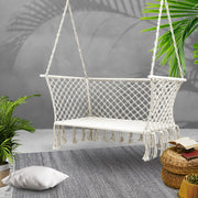 2 Seater Hanging Swing Chair Hammock - Cream - Homecoze