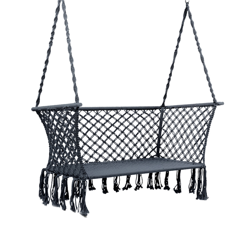 2 Seater Hanging Swing Chair Hammock - Grey - Homecoze
