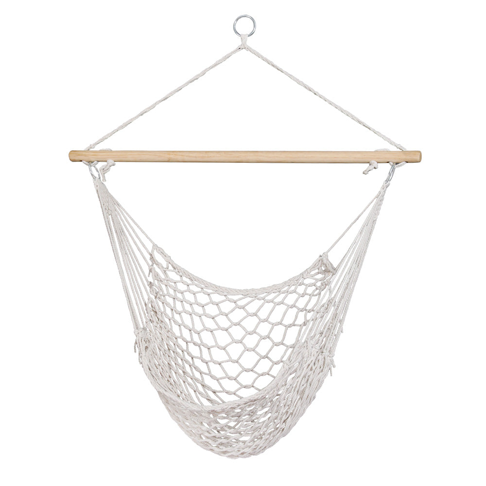 Woven Cotton Rope Hammock Chair Indoor or Outdoor - Cream Homecoze